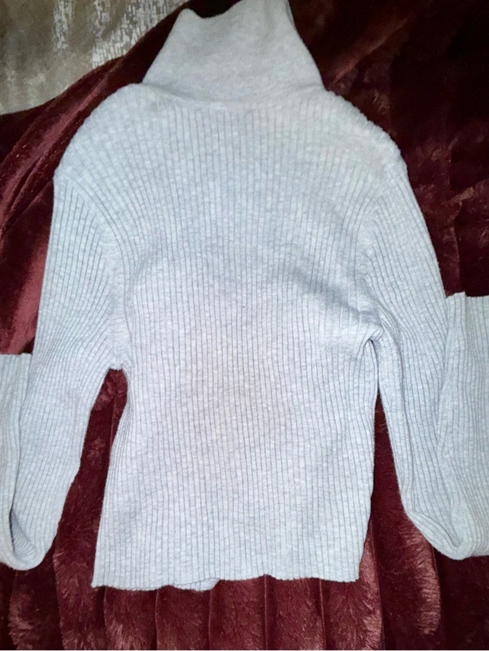 aerie Women's Light Gray Ribbed Button Cardigan - Picture 3 of 4